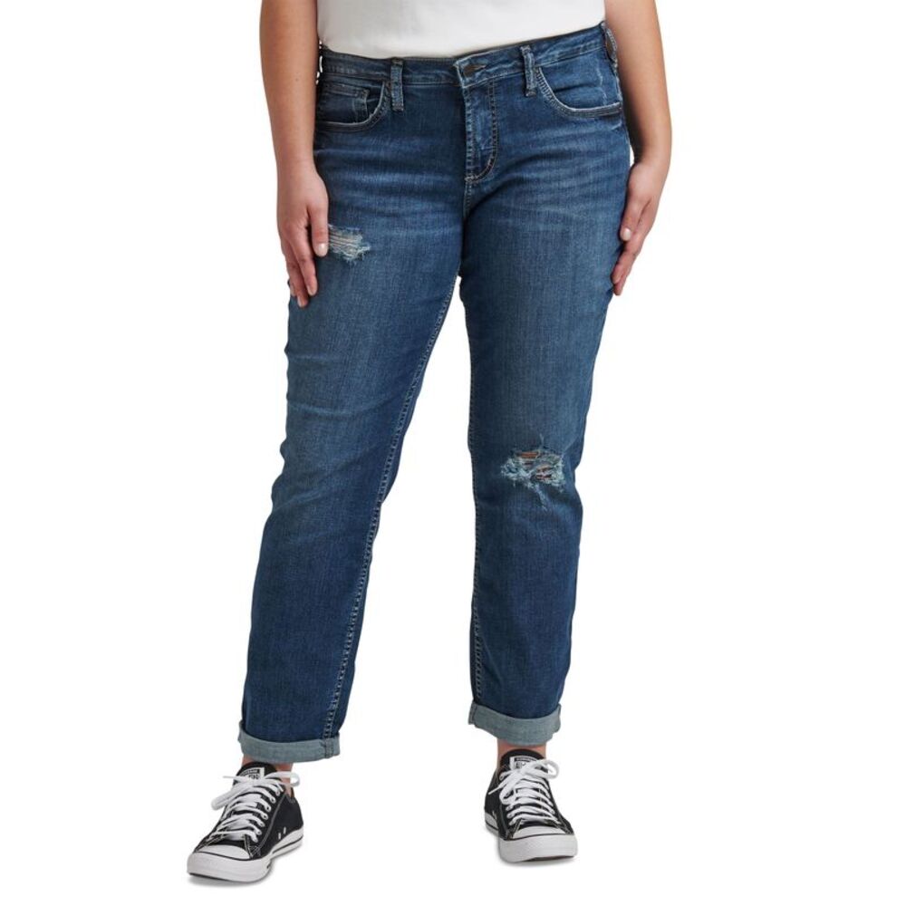 Silver Jeans Plus Size The Curvy Boyfriend Jeans Indigo 18Wx29L